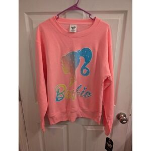 Pacific & Co Barbie Sweatshirt‎ Women Pink Rainbow Graphic Pullover NWT - Size S